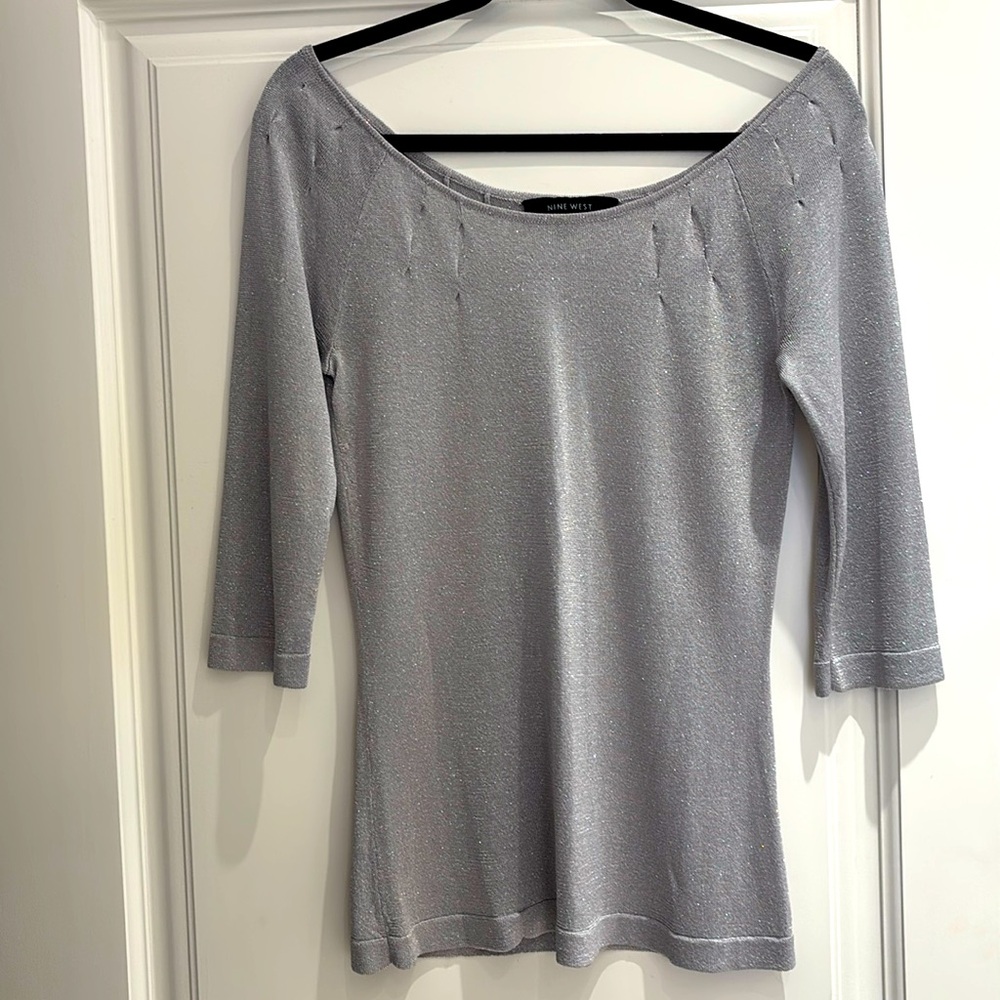 Nine West Silver 3/4 sleeve knit tunic